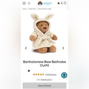 Jellycat Bartholomew Bear Bathrobe Outfit
